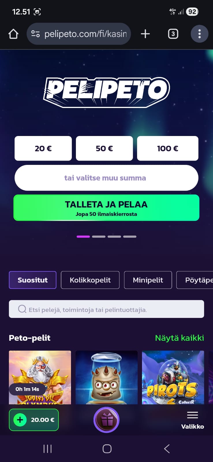 Pelipedon etusivu