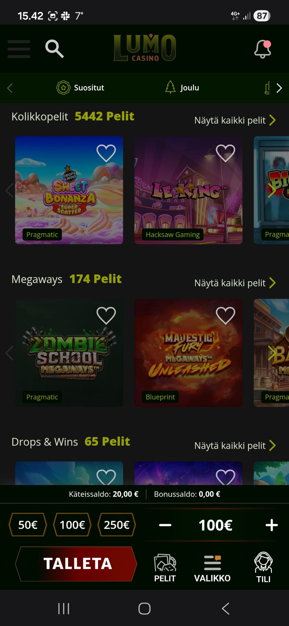 Lumolla on reilusti yli 5000 peliä