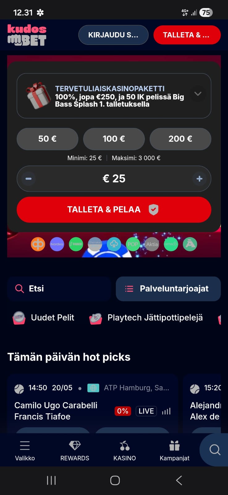 Etusivu on melko riisuttu